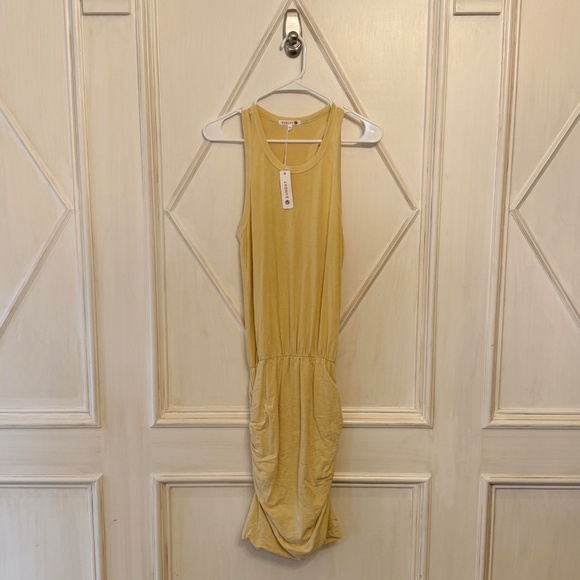 SUNDRY YELLOW RUCHED TANK DRESS - Picture 3 of 4